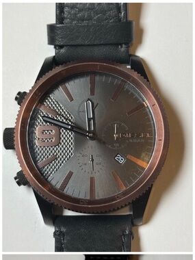 Diesel “Brave Men’s” 51mm Watch Black/Rose w/ Black Leather Strap